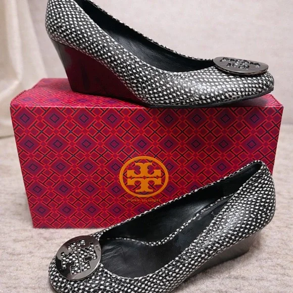 Tory Burch Black and White Wedges - Picture 2 of 3